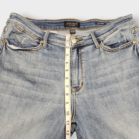 Judy Blue Parkersburg Mid Rise Dad Straight Jean Sz 15/32 Light Wash Distressed - Picture 13 of 16